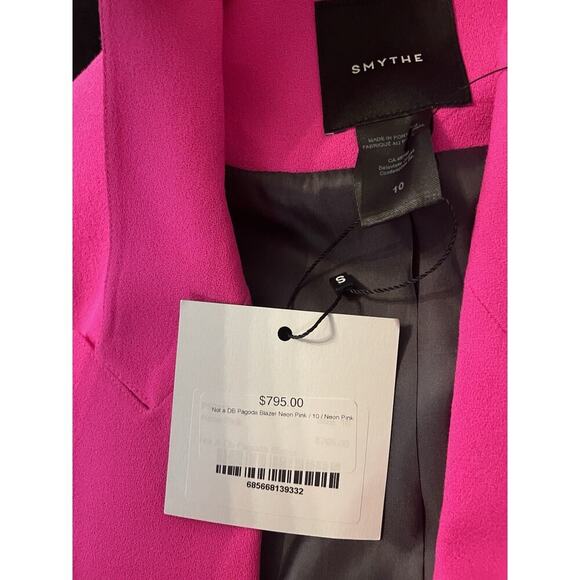 Smythe Pink Not a DB Double Breasted Blazer Jacket Pagoda 10 Hot Pink $795 NWT - Picture 7 of 8